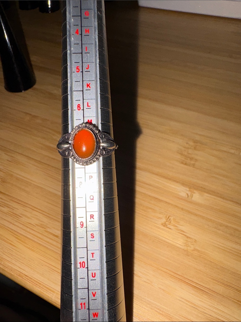 Silver-Plated Orange Carnelian Oval Ring Sz 7 - Women's Fashion - Picture 3 of 3
